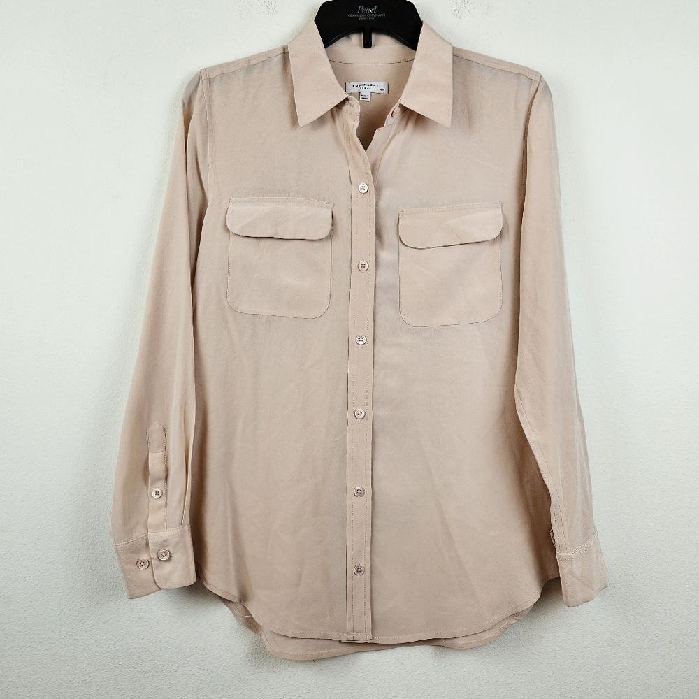 Equipment Femme 100% Silk blush Pink button down Shirt Blouse Size Medium